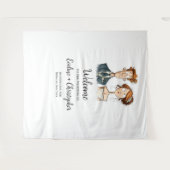 Neuverheiratetes Banner Quirky Bride Groom Waterco Wandteppich (Vorderseite (Horizontal))