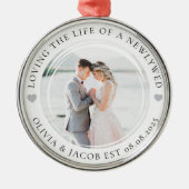 Neuverheiratetes Foto Keepake Ornament Aus Metall (Vorne)