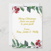 Neuverheiratetes Paar mit Hund Foto Blumenweihnach (Rückseite)