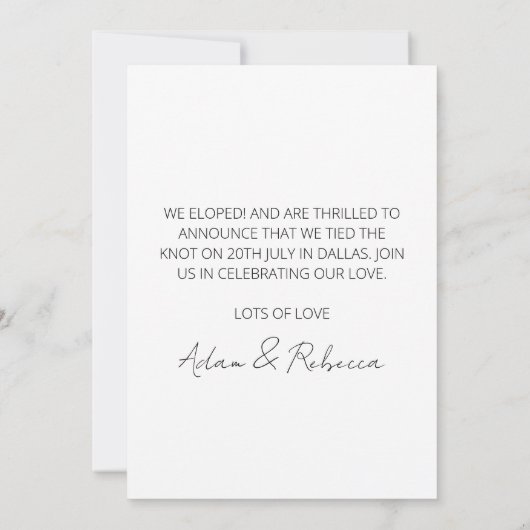 Neuvermählte - Bekanntmachungen Einladung (Rückseite)