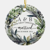 Neuvermählte Erste Weihnachten Personalisiert Keramik Ornament (Vorne)