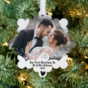Neuvermählte Weihnachtsdekorationen erste verheira Ornament Karte