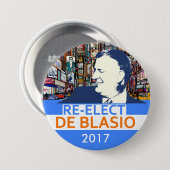 Neuwahl Bill de Blasio 2017 Button (Vorne & Hinten)