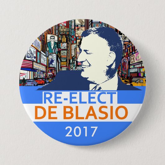 Neuwahl Bill de Blasio 2017 Button (Vorderseite)