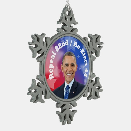 Neuwahl von Präsident Obama Schneeflocken Zinn-Ornament (Links)