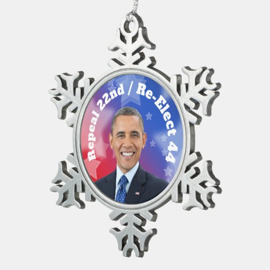 Neuwahl von Präsident Obama Schneeflocken Zinn-Ornament (Rechts)