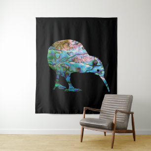 NEUZEALAND KIWI PAUA TAPESTRIE WANDTEPPICH