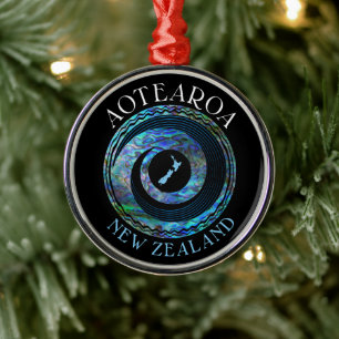 NEUZEALAND KORU PAUA CHRISTMAS ORNANAS ORNAMENT AUS METALL