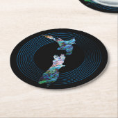 NEUZEALAND MAP PAUA RINGS RUNDER PAPPUNTERSETZER (Angewinkelt)