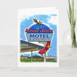 Neva Jean Motel Retro Neon Begrüßungskarte Dankeskarte