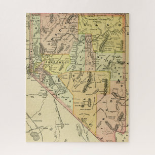 Nevada Antike Landkarte Farbige Staat Las Vegas Puzzle