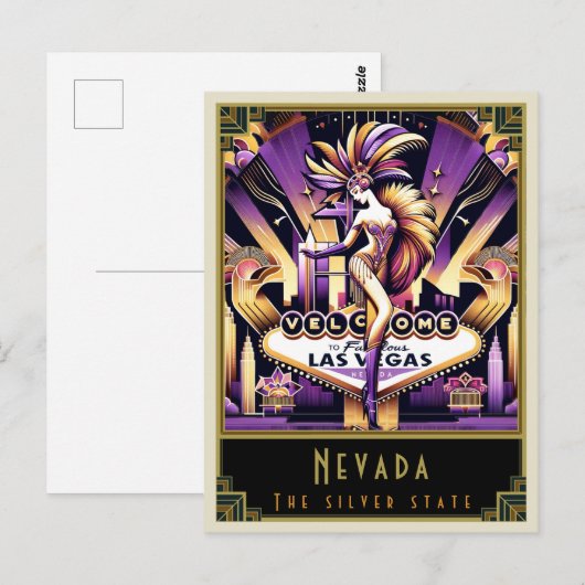 Nevada | Art Deco Postkarte (Vorne/Hinten)