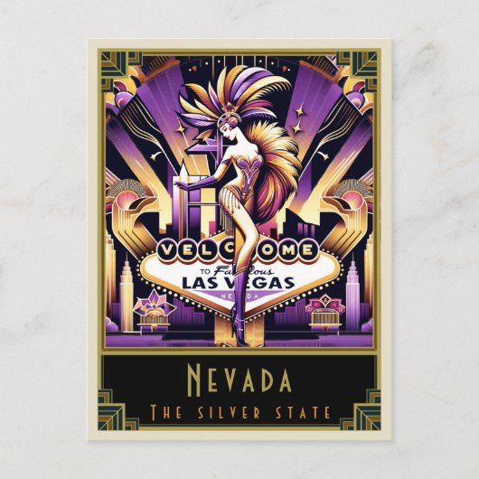 Nevada | Art Deco Postkarte (Vorderseite)
