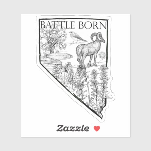 Nevada Battleborn Staat Symbole Bighorn Forelle Aufkleber (Blatt)