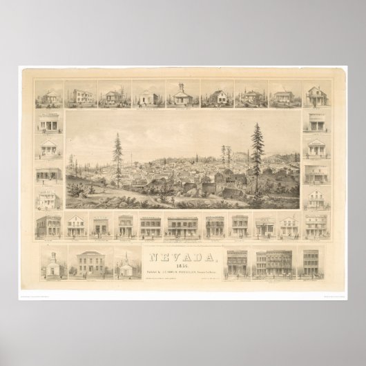 Nevada City, CA. Panoramic Map 1856 (1184A) Poster (Vorne)