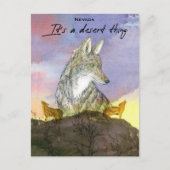 Nevada Coyote Es ist ein wüstenhafter Sonnenunterg Postkarte (Vorderseite)