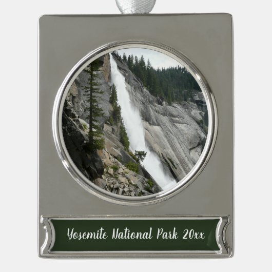Nevada Falls at Yosemite National Park Banner-Ornament Silber (Vorderseite)