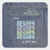 Nevada Hund in Jean Pocket Classic Square Sticker (Vorderseite)