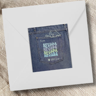 Nevada Hund in Jean Pocket Classic Square Sticker