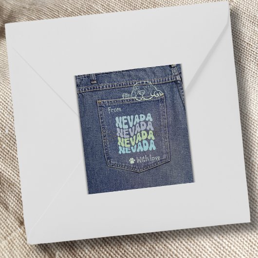 Nevada Hund in Jean Pocket Classic Square Sticker