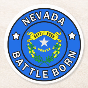 Nevada in der Schlacht geboren Runder Pappuntersetzer