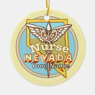 Nevada Krankenschwester Caduceus Schmuck Keramik Ornament