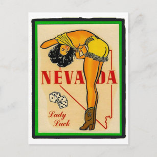 Nevada Lady Luck Vintages Button auf Reisen Postkarte