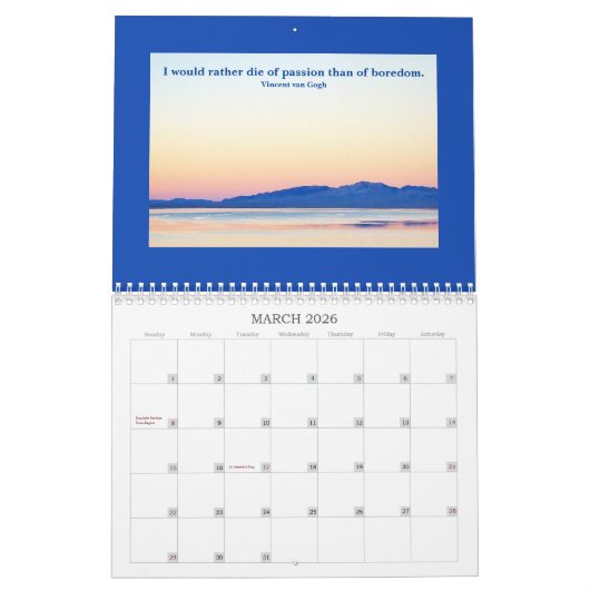 Nevada Landschaftsbild-Fotos mit Inspiration-Zitat Kalender (Mär 2026)