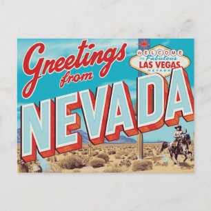 Nevada Las Vegas Schild Cowboy Postkarte