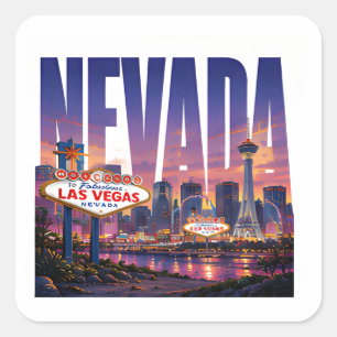 Nevada Las Vegas Wüsten-Skyline-Abenteuer Quadratischer Aufkleber