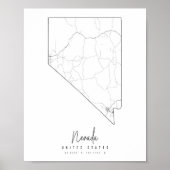 Nevada Minimal Street Map Poster (Vorne)