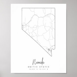 Nevada Minimal Street Map Poster