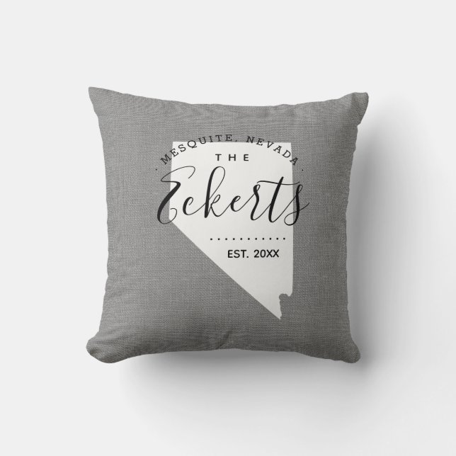 Nevada Monogram Staat Throw Kissen (Vorderseite)