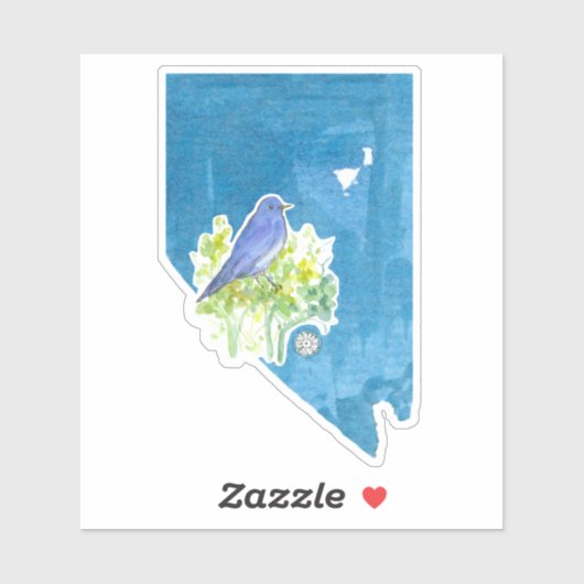 Nevada Mountain Bluebird Staat Form Symbole Aufkleber (Blatt)