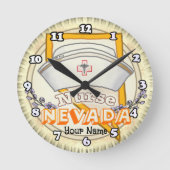 Nevada Nurse Runde Wanduhr (Vorderseite)
