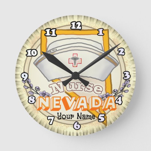 Nevada Nurse Runde Wanduhr (Vorderseite)