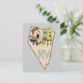 Nevada NV Staat Map & Gambler Jackpot Cartoon Postkarte (Stehend Vorderseite)