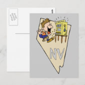 Nevada NV Staat Map & Gambler Jackpot Cartoon Postkarte (Vorne/Hinten)