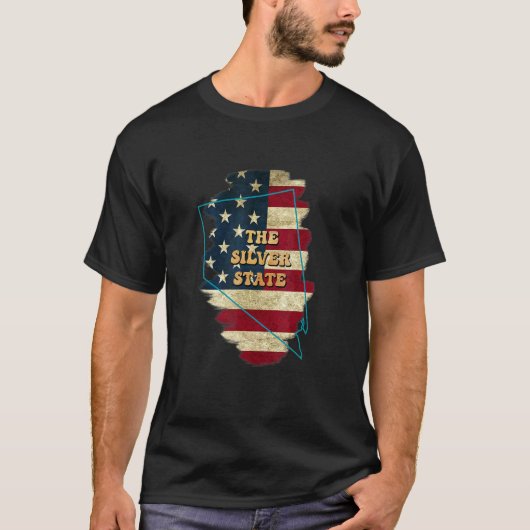 Nevada Nv Us Flag Motto T-Shirt (Vorderseite)