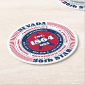 Nevada Red White Blue Typografie Runder Pappuntersetzer (Angewinkelt)