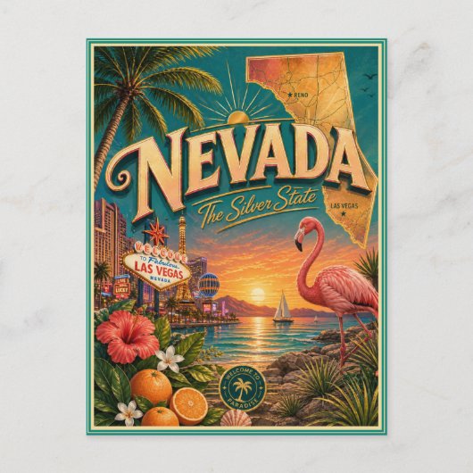 Nevada Retro Reise Souvenir Postkarte (Vorderseite)