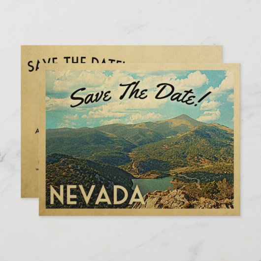 Nevada Save the Date Vintage Postkarten (Vorne/Hinten)