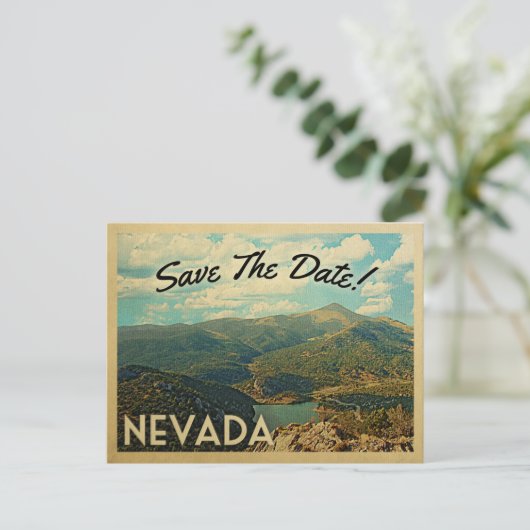 Nevada Save the Date Vintage Postkarten (Stehend Vorderseite)