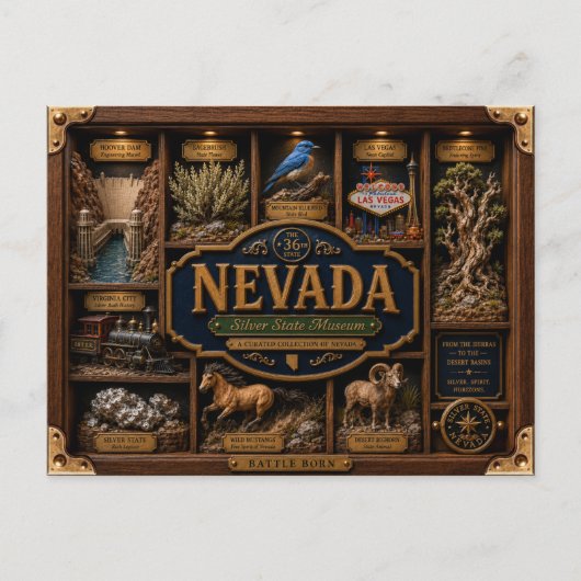 Nevada Shadow Box 3D Figurine Staat Postkarte (Vorderseite)