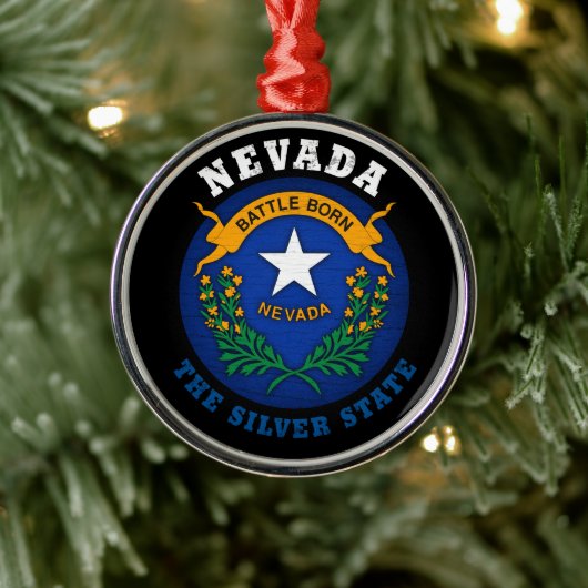 NEVADA SILVER STAAT FLAG ORNAMENT AUS METALL (Baum)
