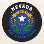NEVADA SILVER STAAT FLAG RUNDER PAPPUNTERSETZER (Vorderseite)