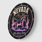 Nevada Silver State Horse Große Wanduhr (Winkel)