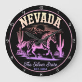 Nevada Silver State Horse Große Wanduhr (Vorderseite)
