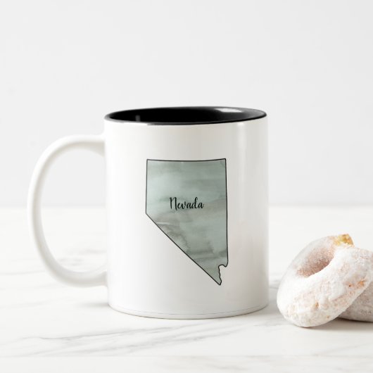 Nevada Staat Illustration Malerei Zweifarbige Tasse (Mit Donut)