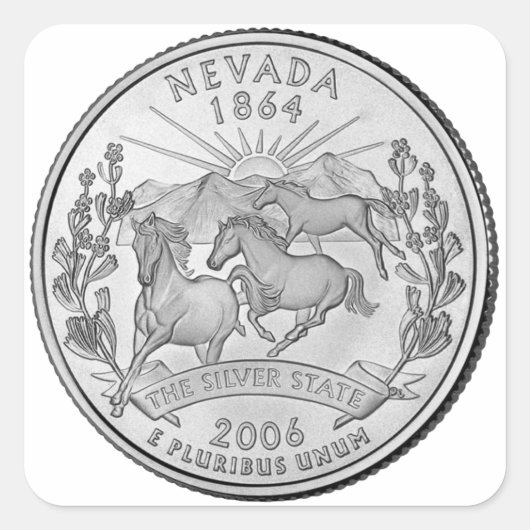 Nevada Staat Quarter Quadratischer Aufkleber (Vorderseite)